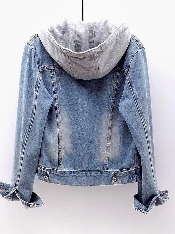 Stay Warm and Stylish with Women's Fall Hoodie Denim Jacket