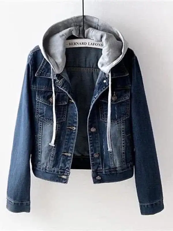 Stay Warm and Stylish with Women's Fall Hoodie Denim Jacket