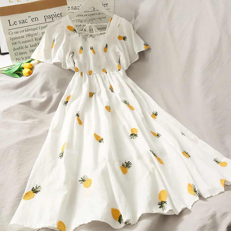 SWEET ''PINEAPPLE & STRAWBERRY & CHERRY'' EMBROIDERY DRESS BY61205