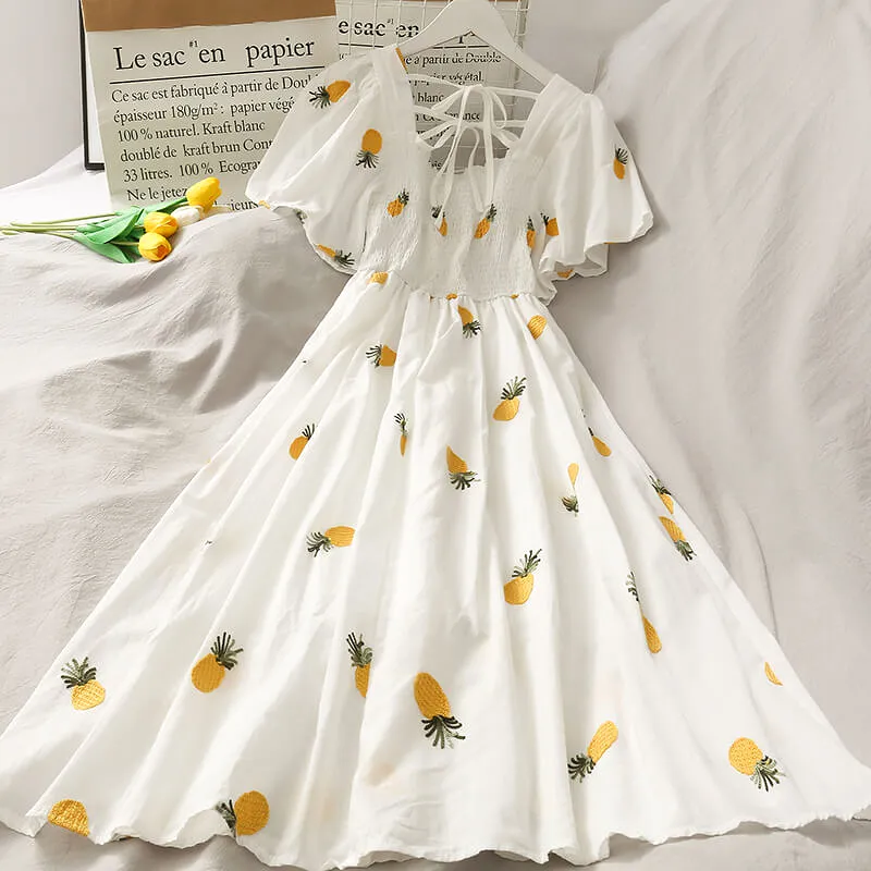 SWEET ''PINEAPPLE & STRAWBERRY & CHERRY'' EMBROIDERY DRESS BY61205