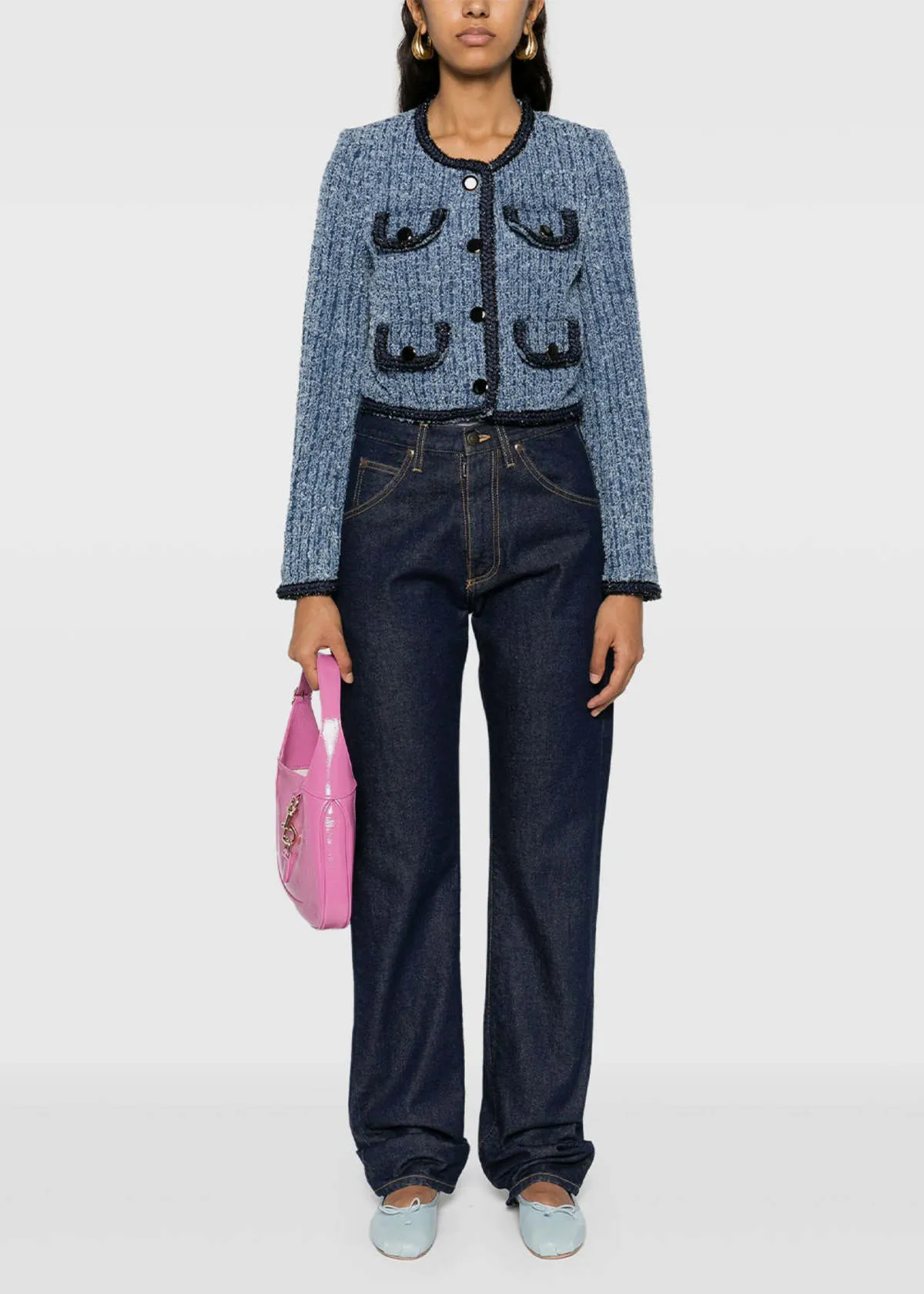 Textured Denim Jacket - Blue