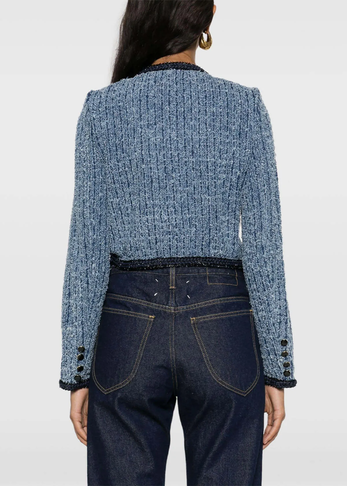 Textured Denim Jacket - Blue