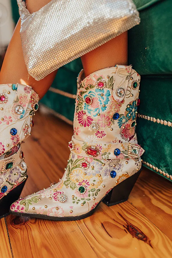 The Delilah Embellished Cowboy Boot in Ivory