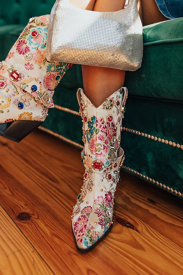 The Delilah Embellished Cowboy Boot in Ivory