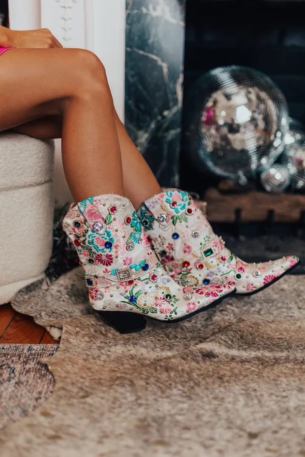 The Delilah Embellished Cowboy Boot in Ivory