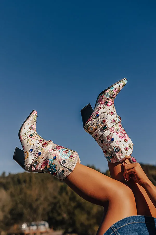 The Delilah Embellished Cowboy Boot in Ivory