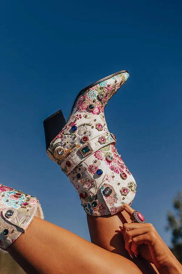 The Delilah Embellished Cowboy Boot in Ivory