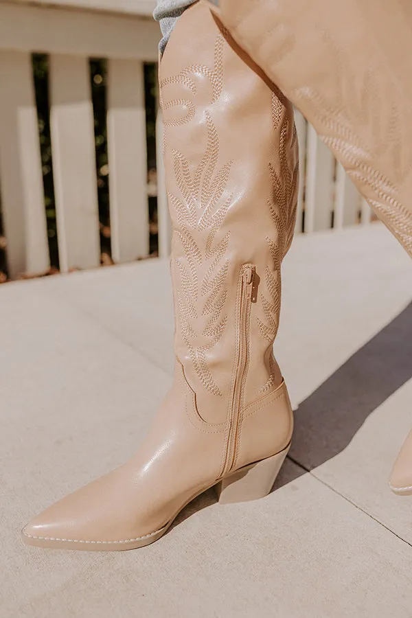 The Harris Faux Leather Cowboy Boot In Natural