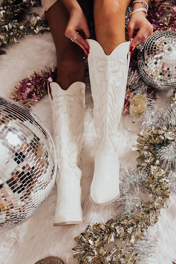 The Harris Faux Leather Cowboy Boot in White