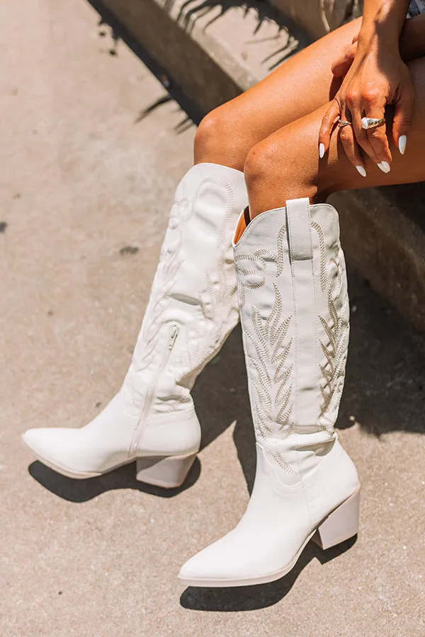 The Harris Faux Leather Cowboy Boot in White