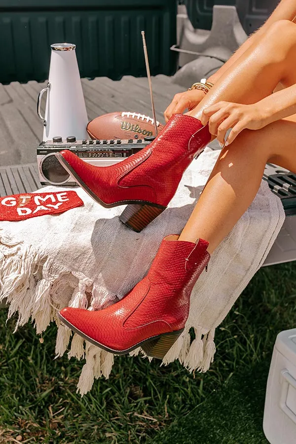 The Jane Faux Leather Cowboy Boot in Crimson