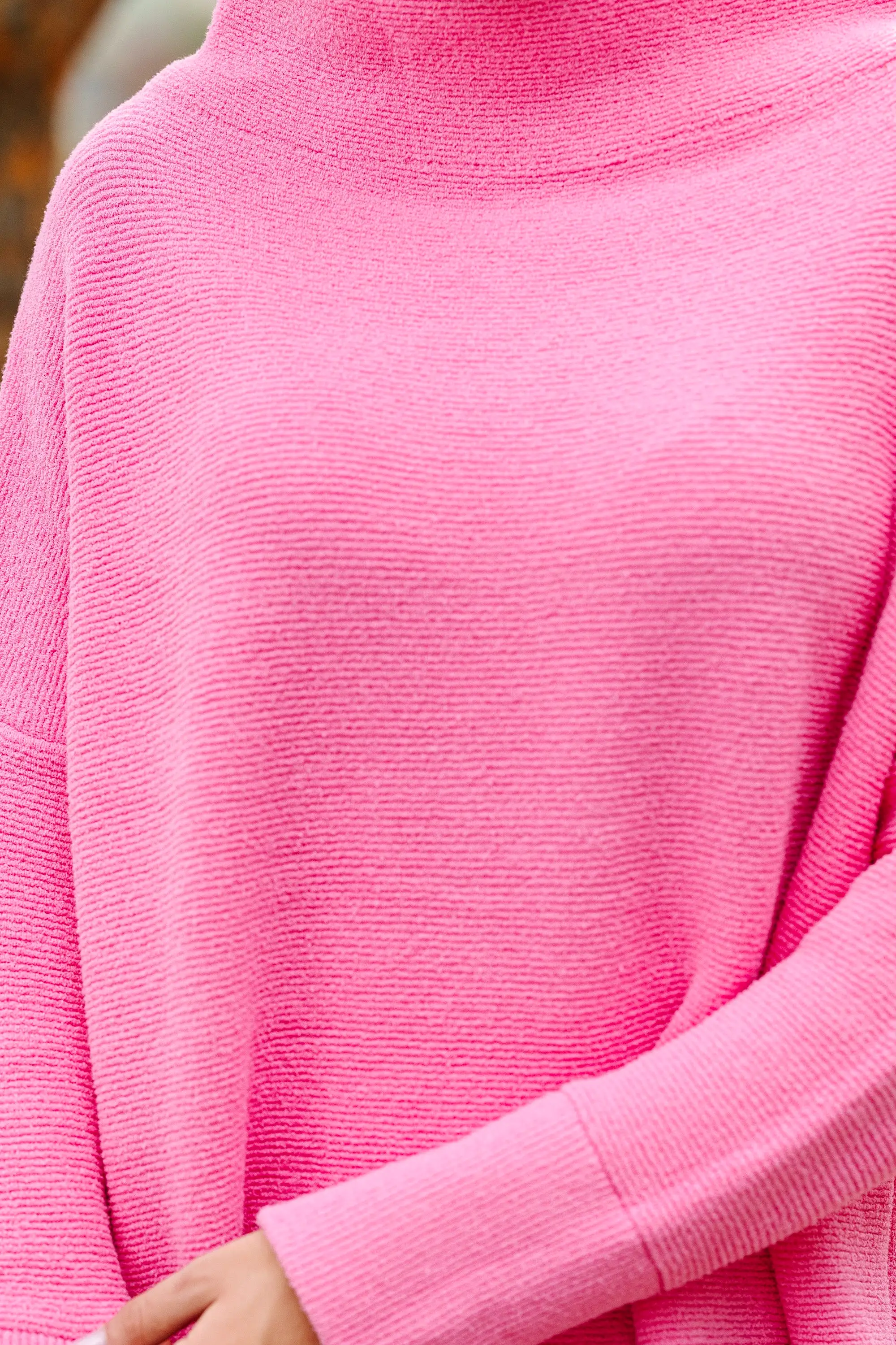 The Slouchy Candy Pink Mock Neck Tunic