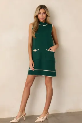 Timeless Tapestry Hunter Green Sleeveless Sweater Mini Dress