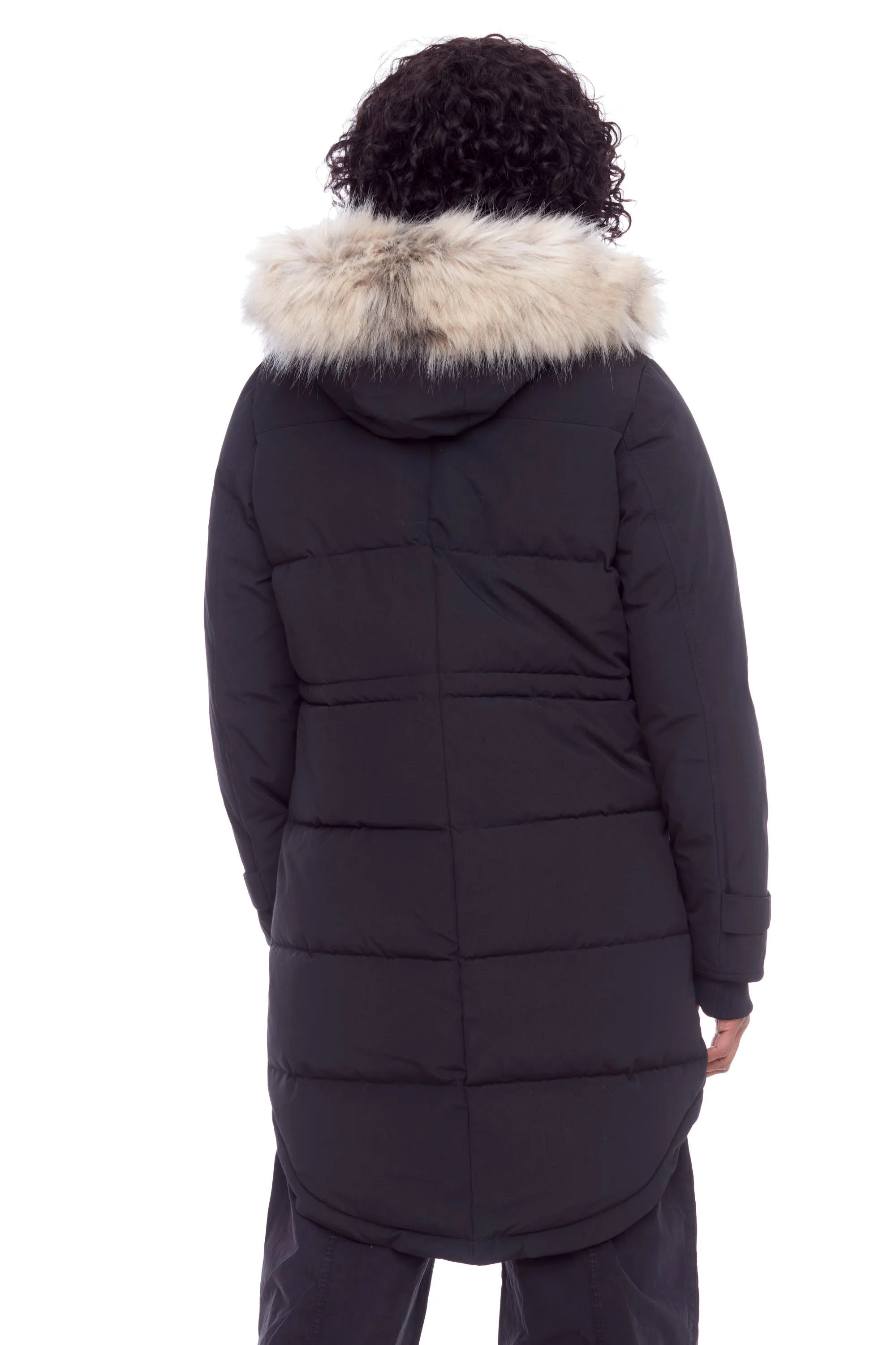 UKON | WOMEN'S VEGAN DOWN (RECYCLED) DRAWSTRING PARKA, BLACK