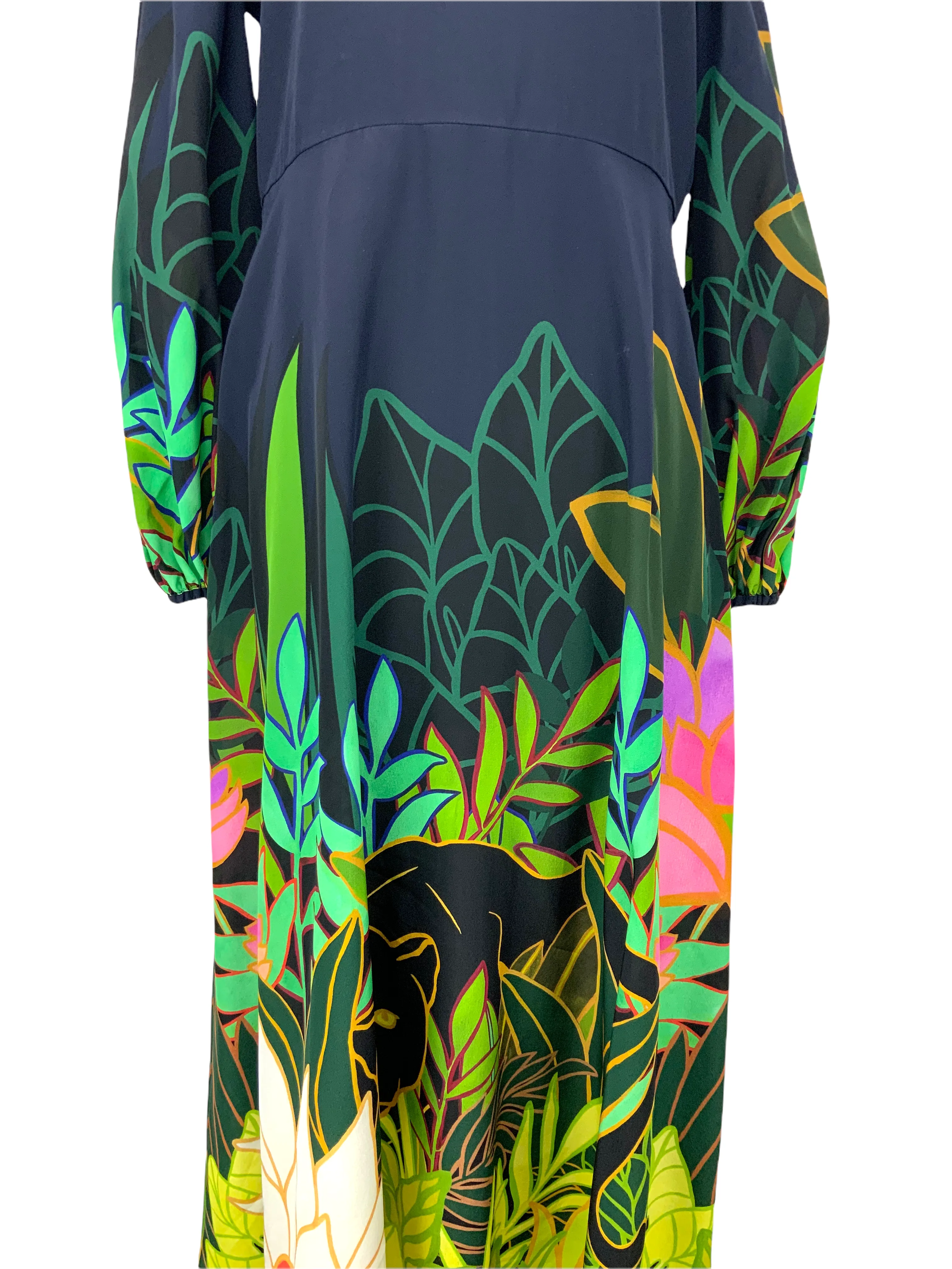 Valentino Panther in the Jungle Silk Dress Size L