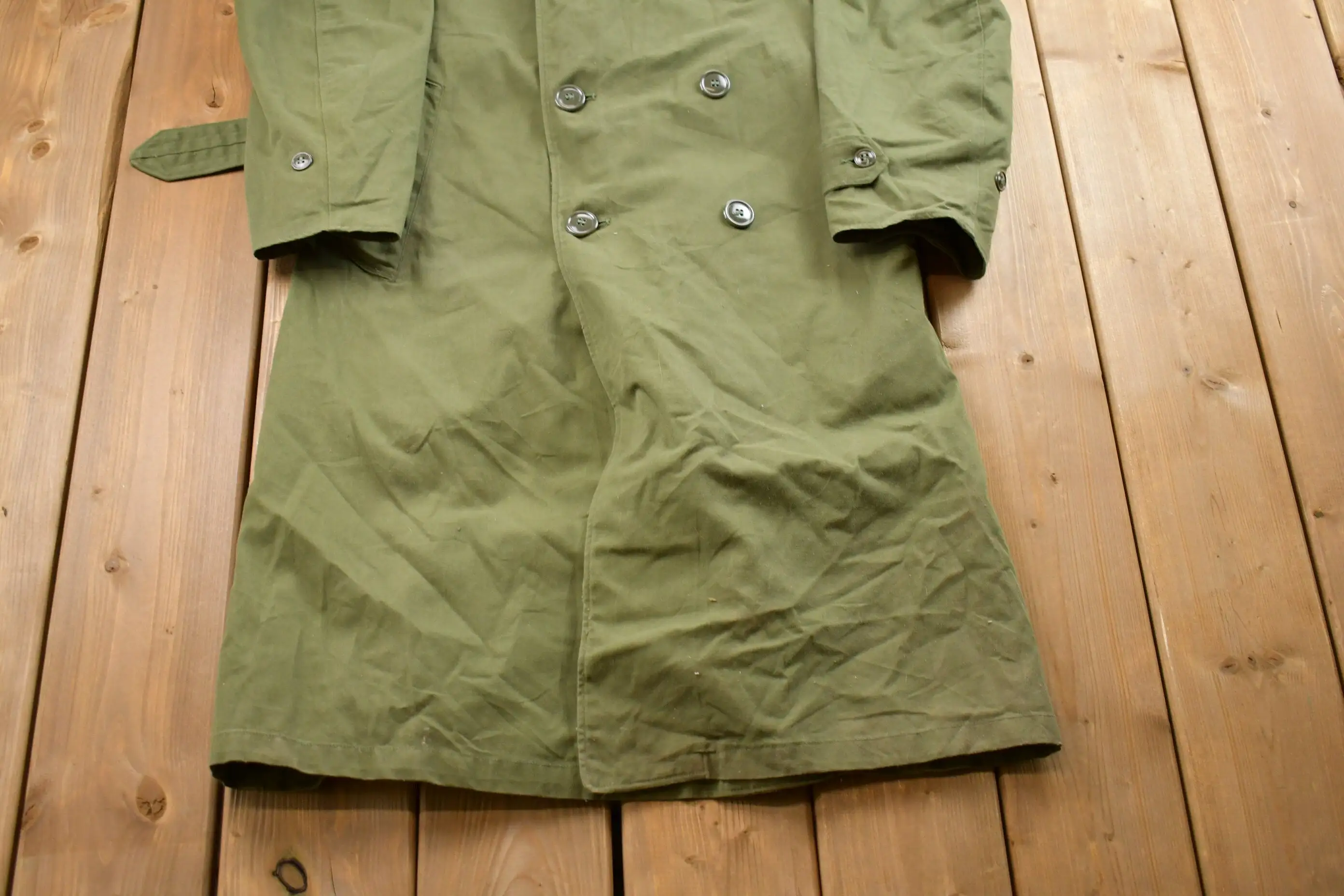 Vintage 1960s Military Parka Overcoat / Button Up Jacket / US Army Green / Vintage Army / Army Jacket / Military Full Length Par