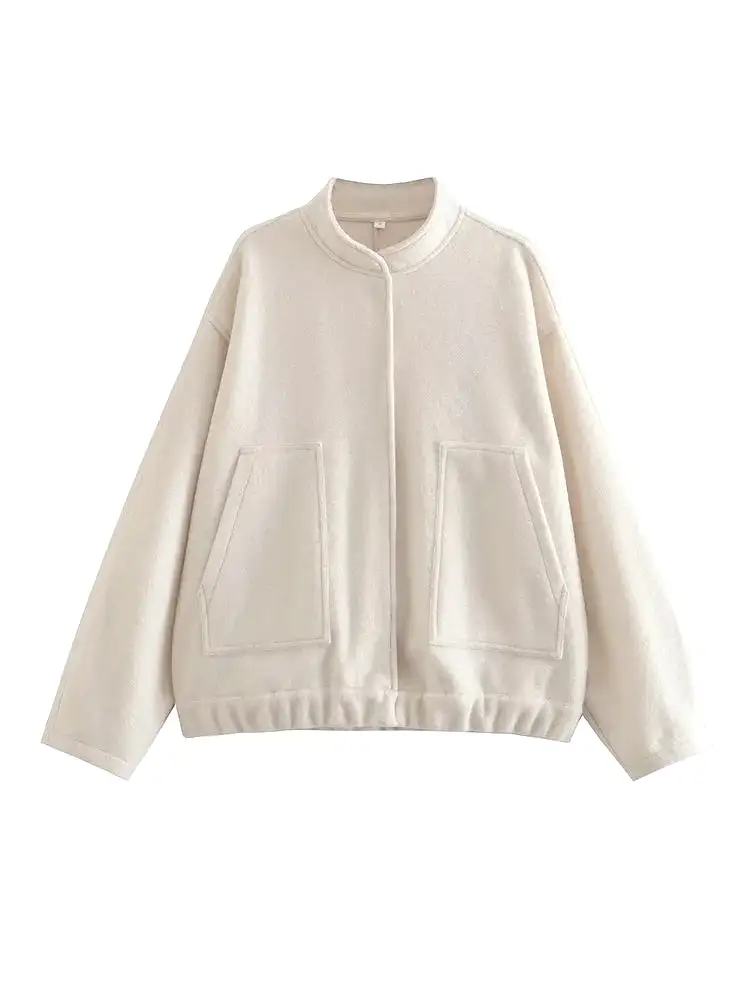 Woman Spring Casual Oversized Bomber Jacket Girls Vintage Thick Warm Outwear