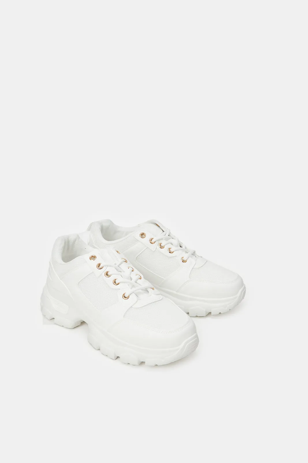 Women White Chunky Sneakers