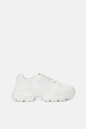 Women White Chunky Sneakers