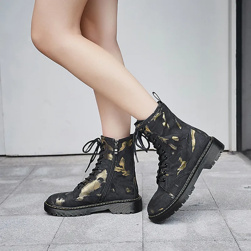 Women's Genuine Leather Thick Heels Boots / Fashion Ladies Ankle Boots