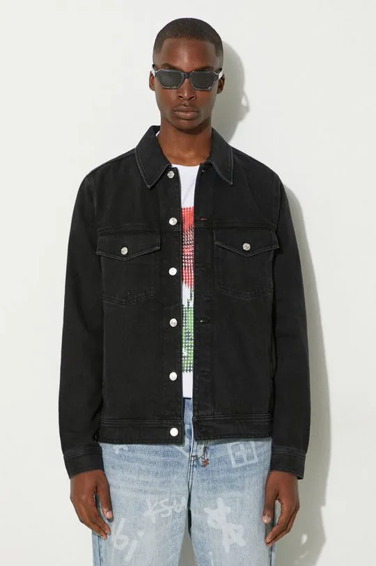 Wood Wood Ivan Denim Jacket black color