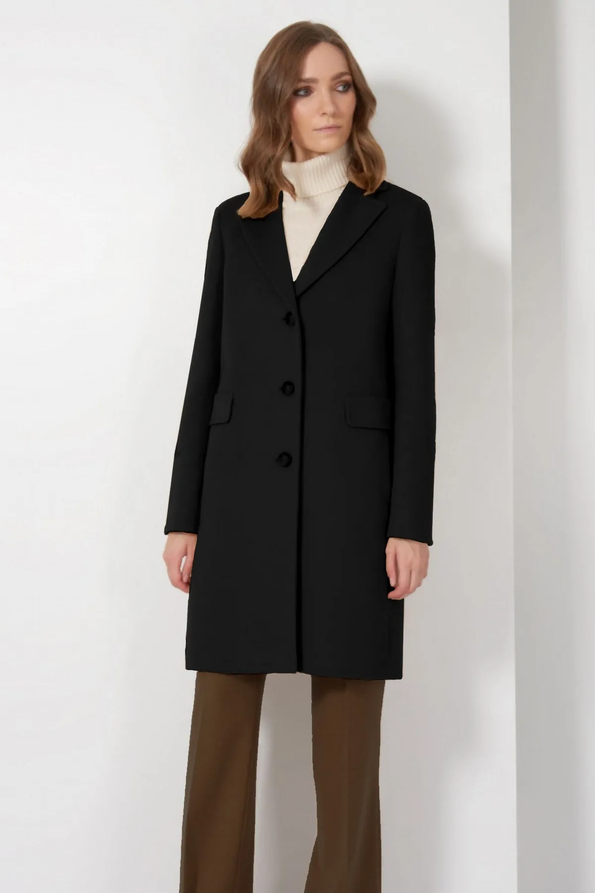 Wool & Cashmere Coat with Notch Collar 38001