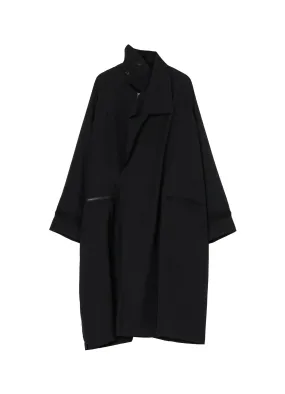 WOOL GABARDINE CROSS ZIPPER COAT