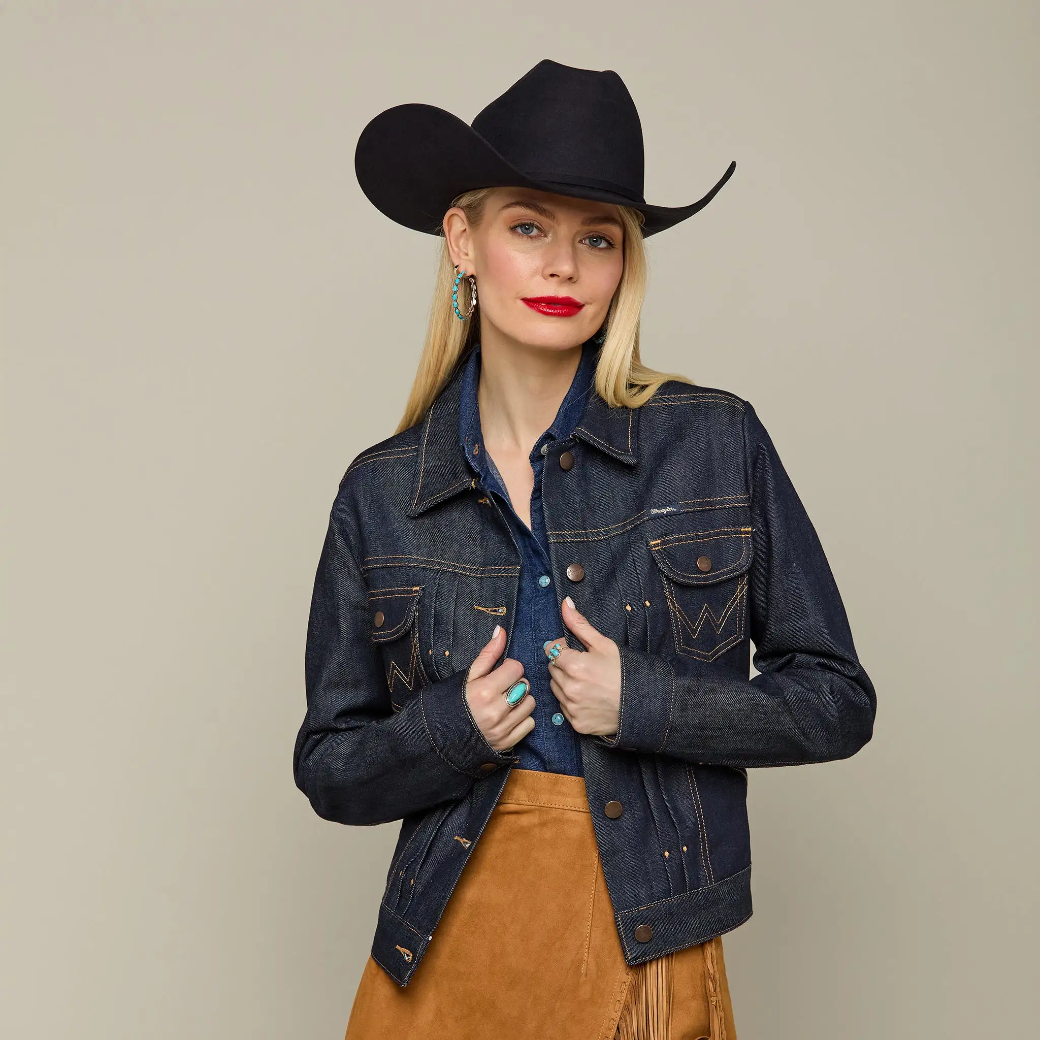 Wrangler x Lucchese Women's Denim Jacket :: Dark Wash Denim