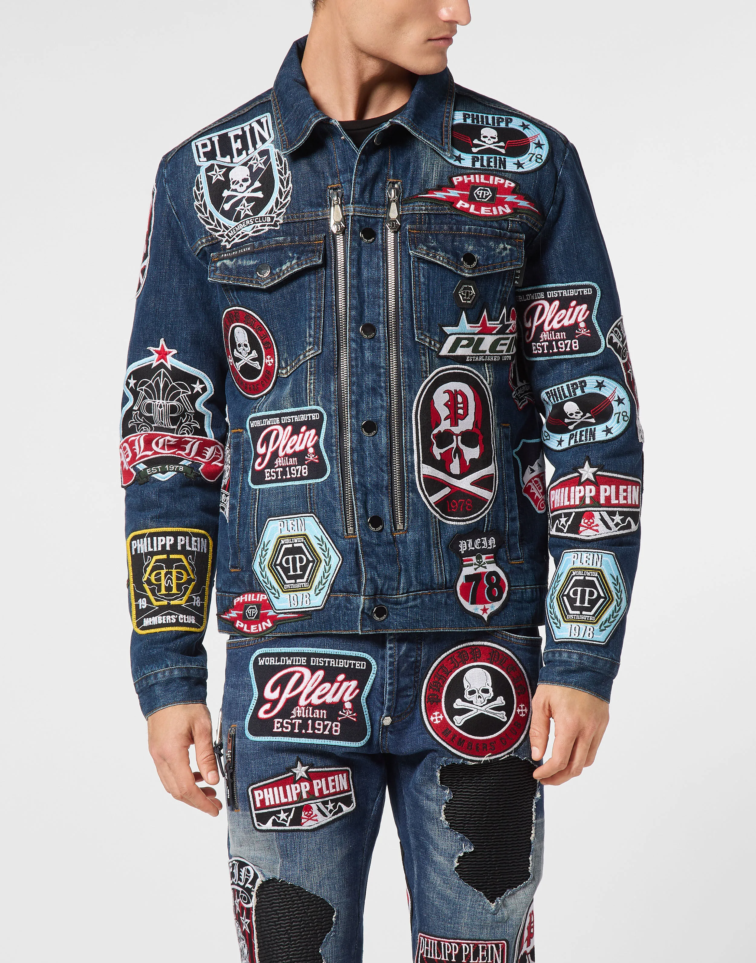 Zipped Denim Jacket Patches