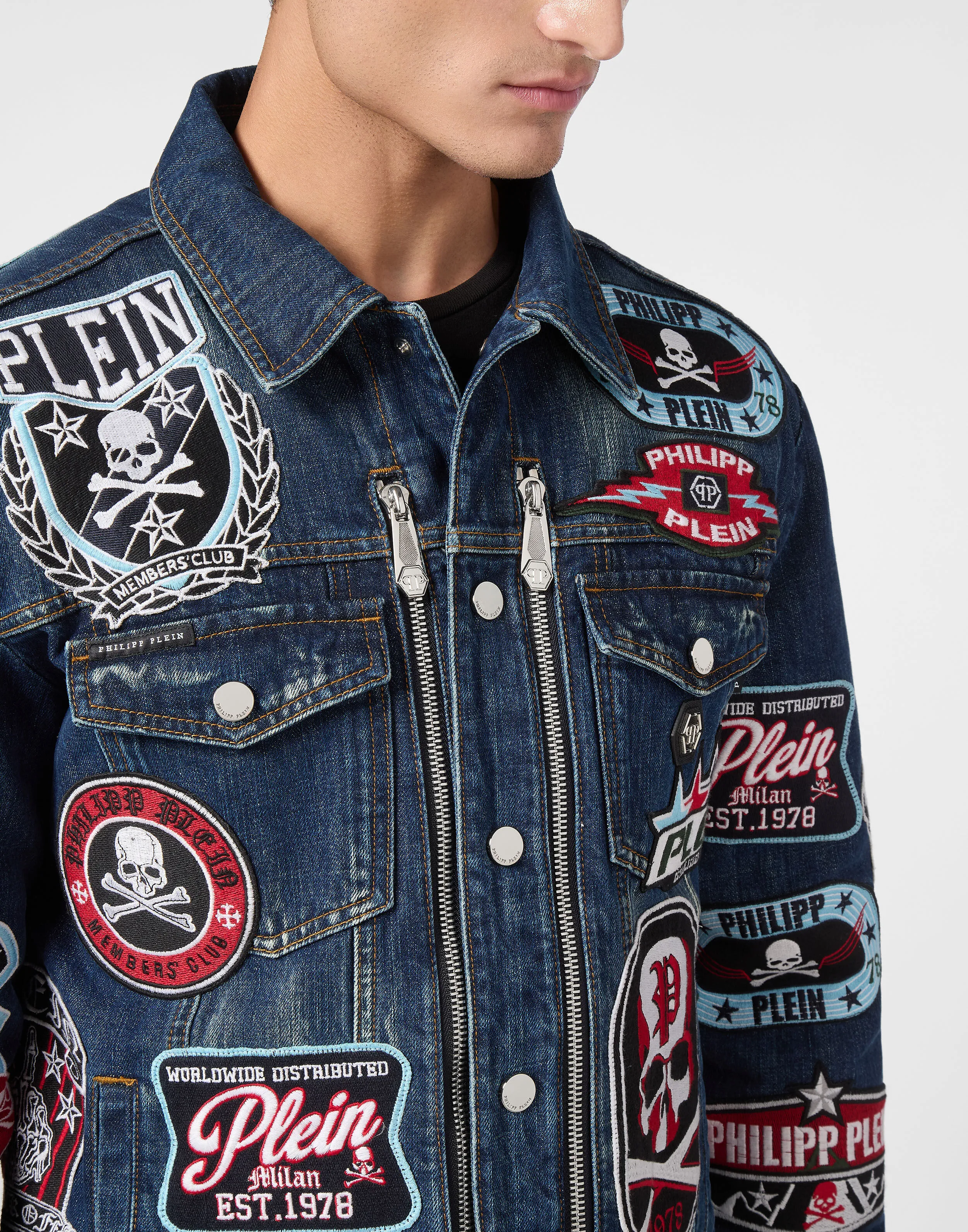 Zipped Denim Jacket Patches